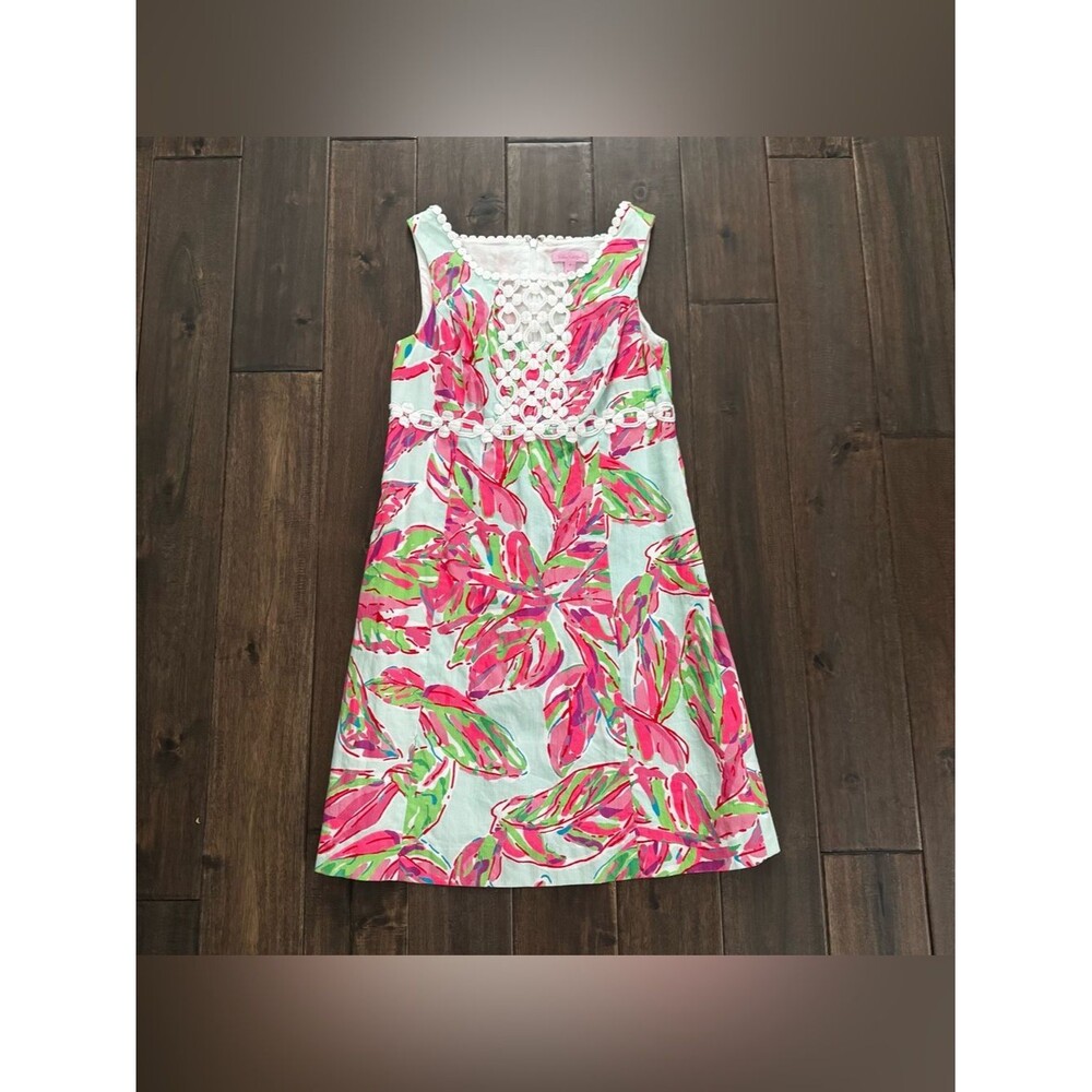 Lilly Pulitzer Tropical Floral Resort Sleeveless Shift Dress 8